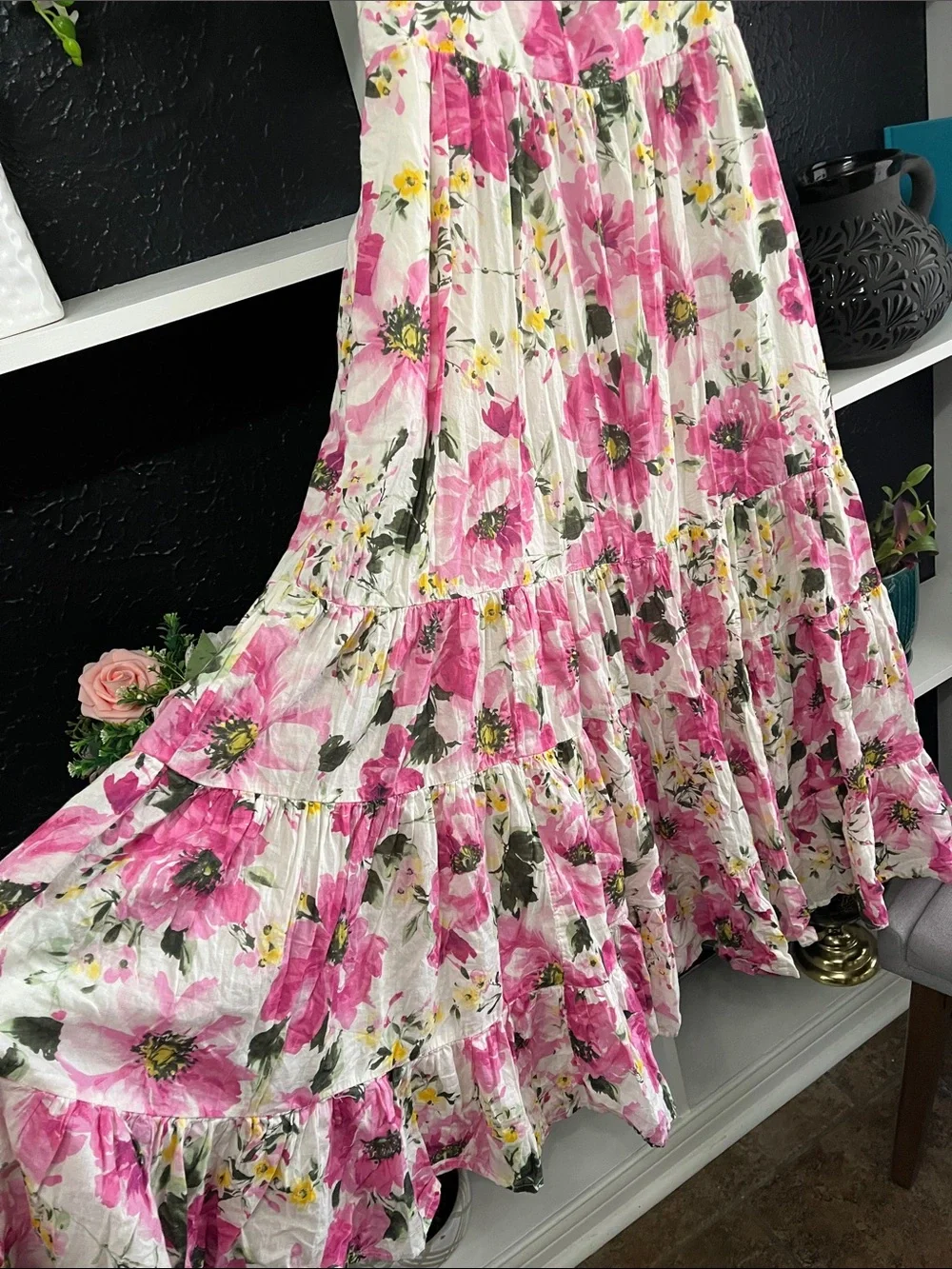 Abercrombie & Fitch Pink Floral Maxi Dress L